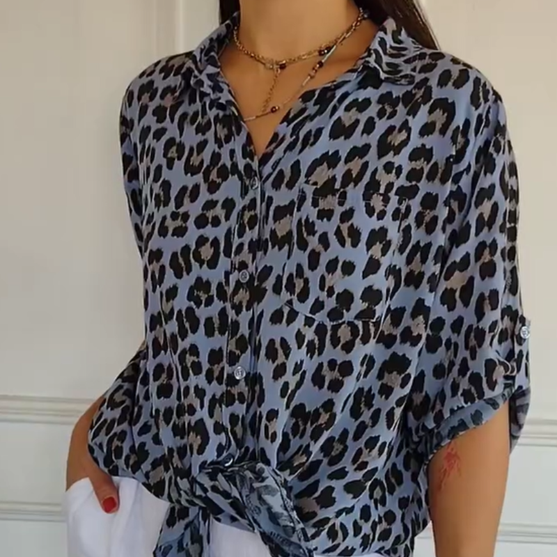 Damen - Stylische Bluse mit Leopardenmuster - Atmungsaktivem Stoff - Leicht & Trendy - Mode Top für jeden Anlass