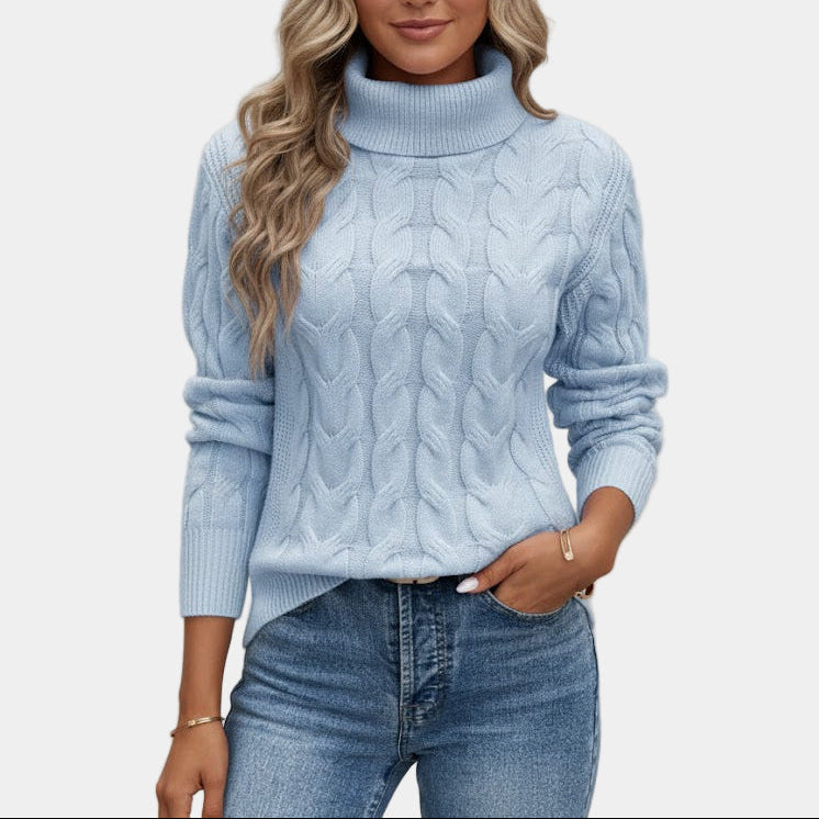 Damen - Rollkragenpullover - Zopfstrick - Eleganter und warmer Damenpullover für jeden Anlass