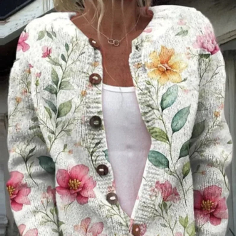 Damen - Floral Cardigan - Atmungsaktivem Material - Leichter, modischer Layer für jeden Anlass - Trendy und vielseitig