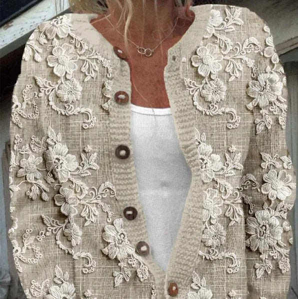 Damen - Floral Cardigan - Atmungsaktivem Material - Leichter, modischer Layer für jeden Anlass - Trendy und vielseitig